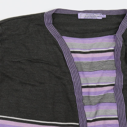 EWM Womens Purple Striped  Pullover Sweatshirt Size 16