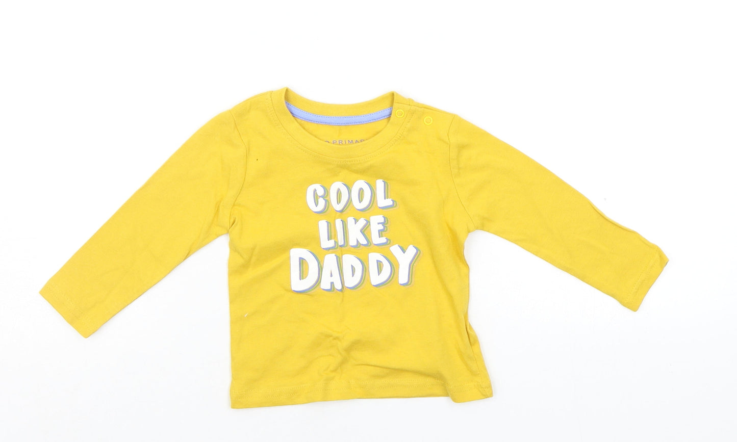 Primark Boys Yellow   Basic T-Shirt Size 6-9 Months