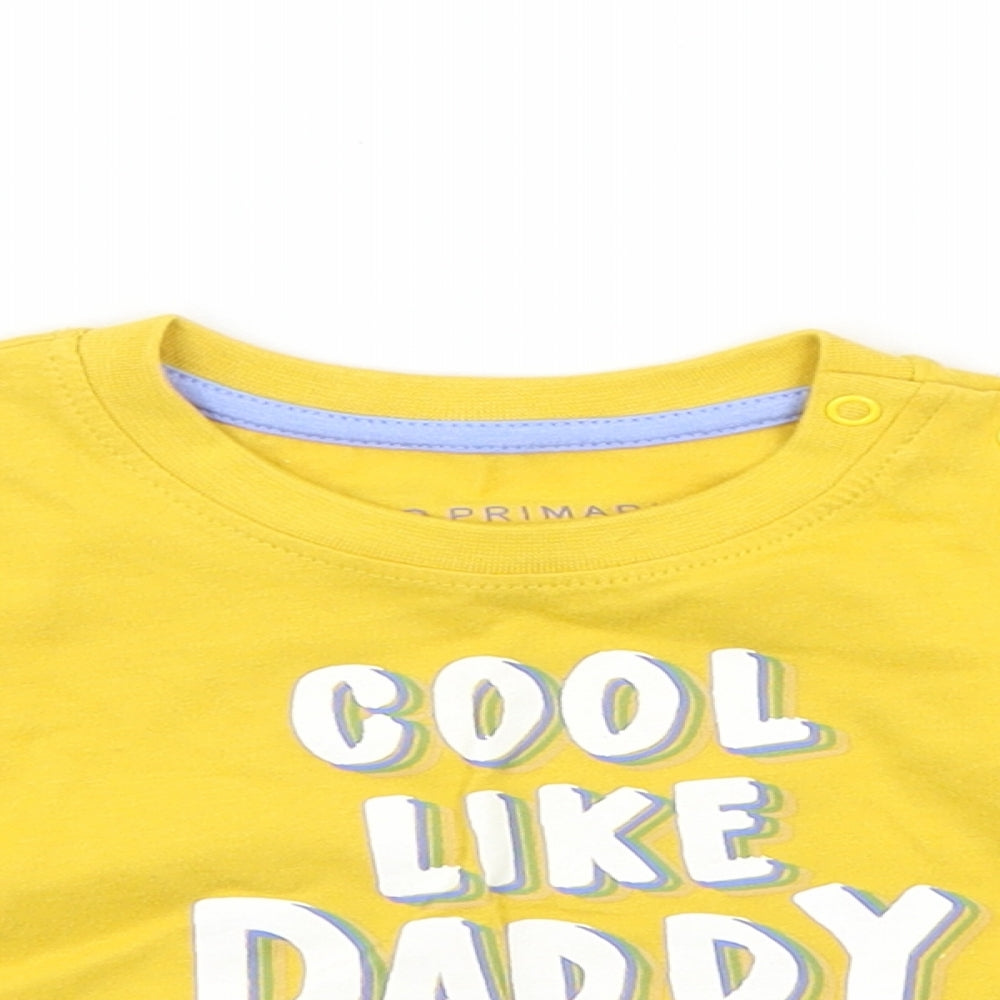 Primark Boys Yellow   Basic T-Shirt Size 6-9 Months