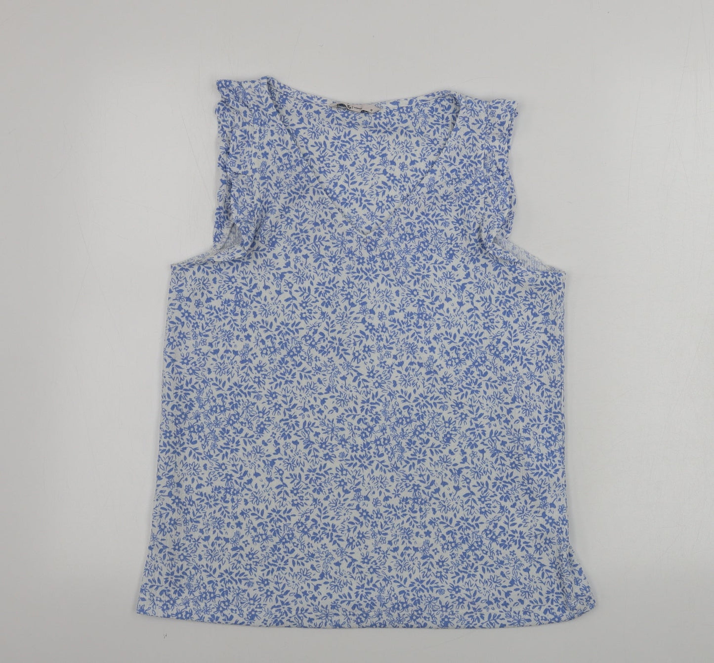 TU Womens Blue Floral  Basic Tank Size 10