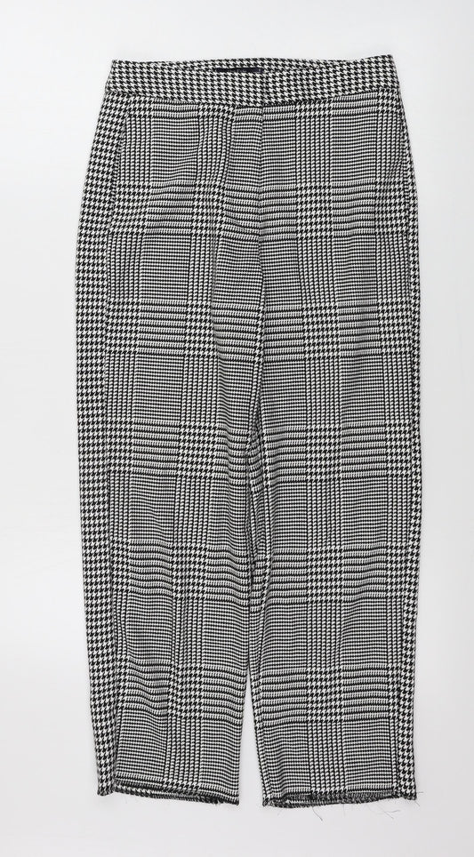Marks and Spencer  Womens White Check  Trousers  Size 8 L24 in