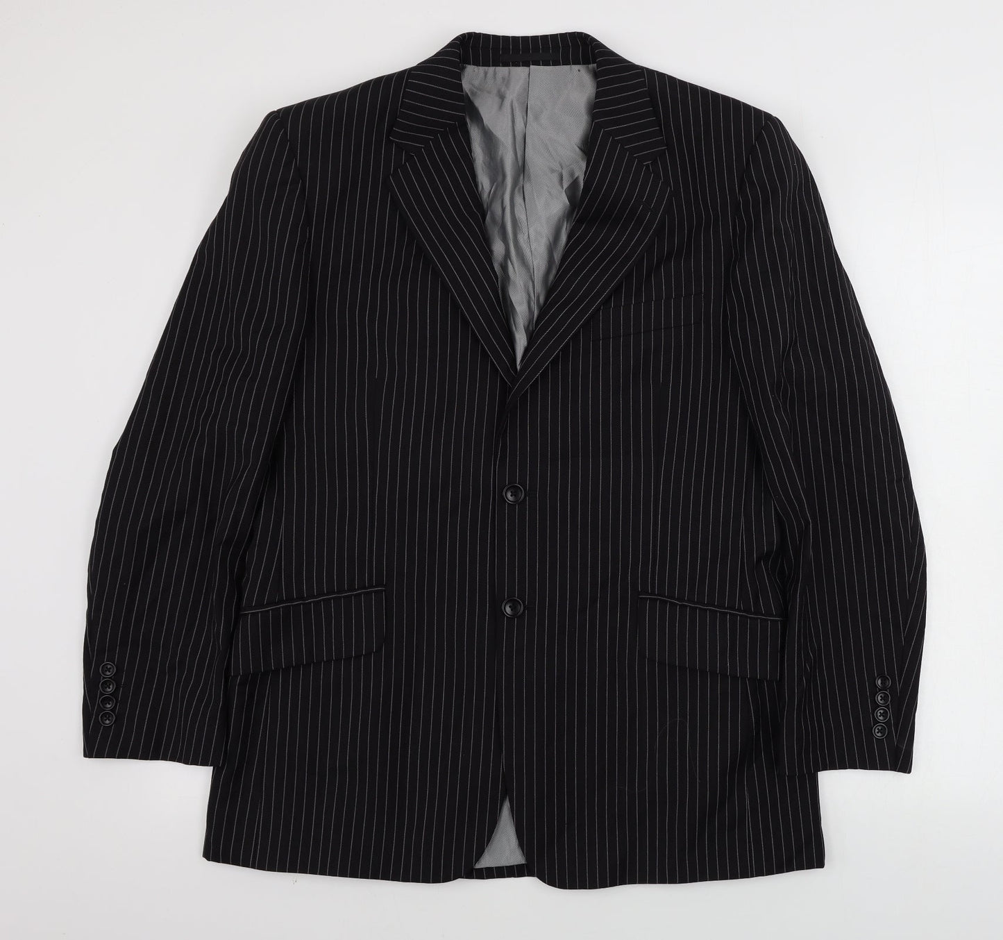 Charlton Gray   Mens Black Striped  Jacket Blazer Size 40