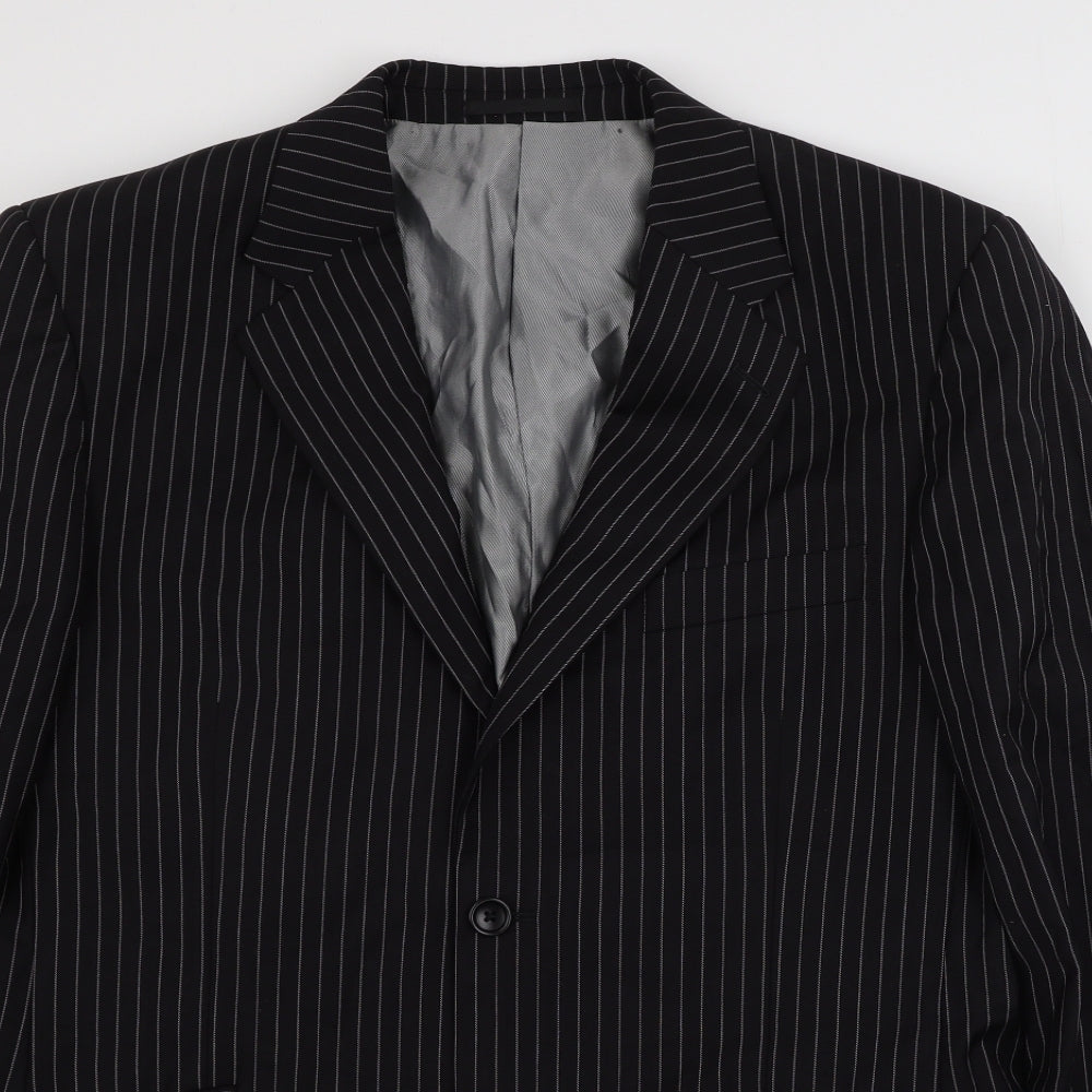 Charlton Gray   Mens Black Striped  Jacket Blazer Size 40