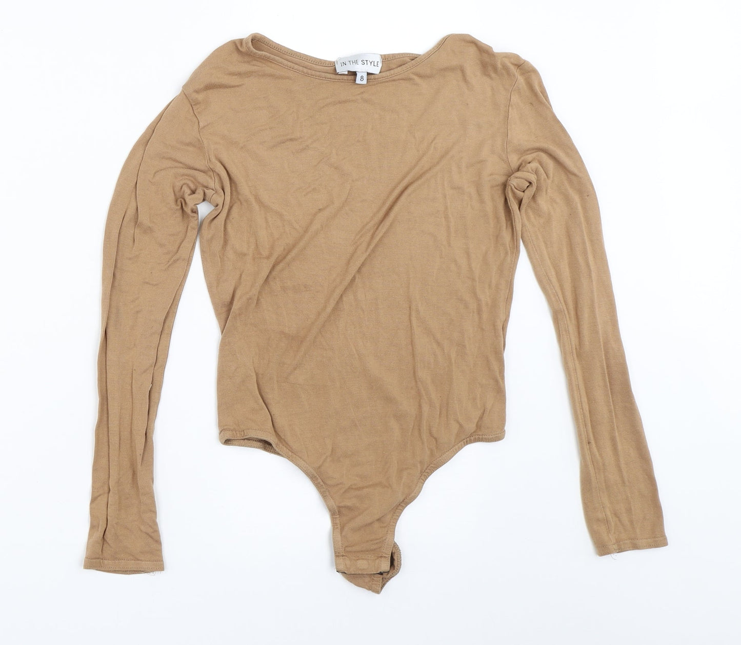 In the Style Womens Beige   Basic T-Shirt Size 8