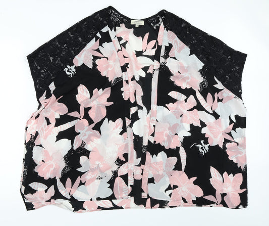 Papaya Womens Black Floral  Cardigan Jumper Size 12