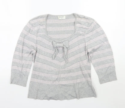 Kaliko Womens Grey Striped  Pullover Jumper Size 16