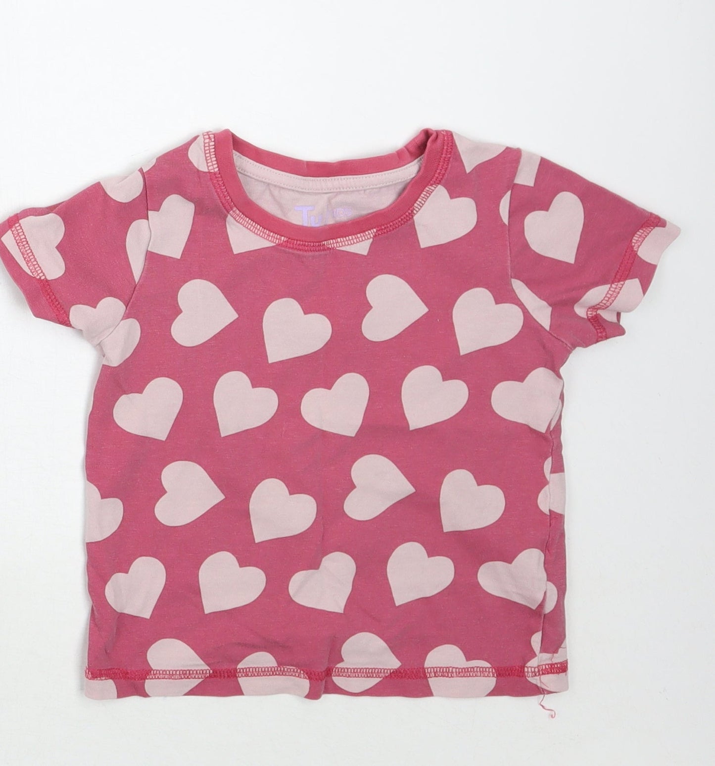 TU Girls Pink Geometric  Basic T-Shirt Size 3-4 Years