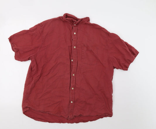 M&S Mens Red    Button-Up Size XL