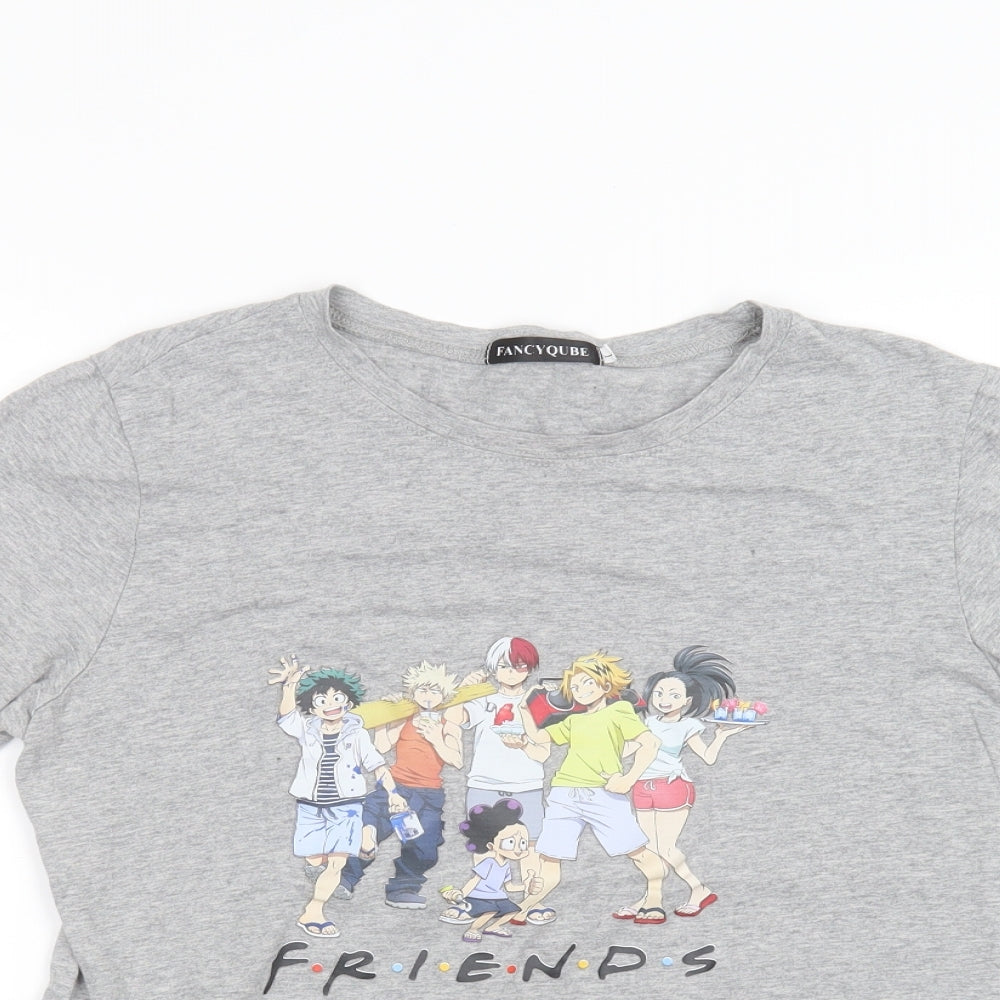 Fancyqube Womens Grey   Basic T-Shirt Size L