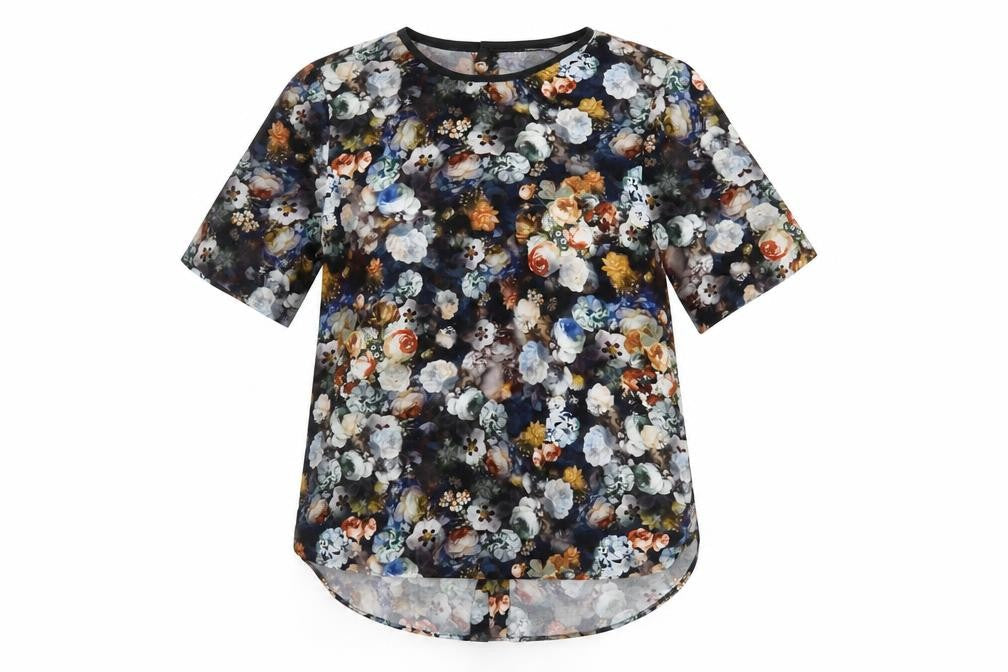 Zara Womens Black Floral  Basic Button-Up Size XS
