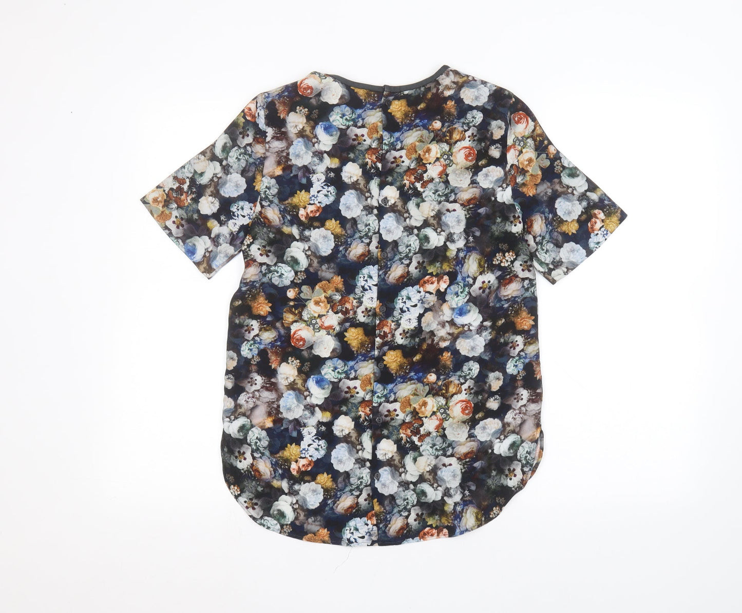 Zara Womens Black Floral  Basic Button-Up Size XS
