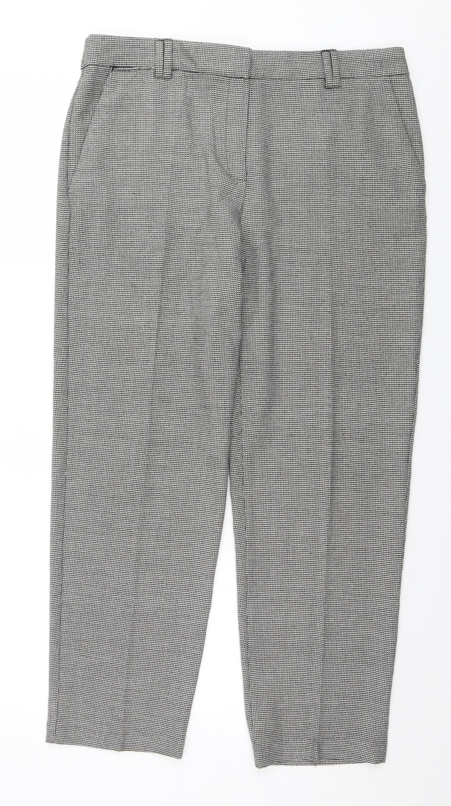 Marks and Spencer Womens Grey Check  Trousers  Size 12 L27 in