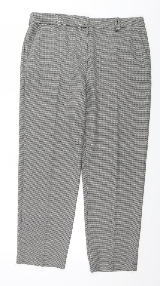 Marks and Spencer Womens Grey Check  Trousers  Size 12 L27 in