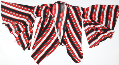 Boohoo Womens Red Striped  Basic Blouse Size M
