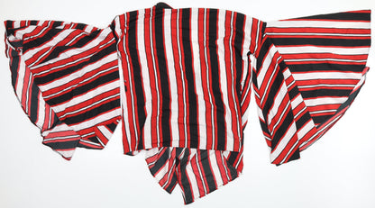 Boohoo Womens Red Striped  Basic Blouse Size M