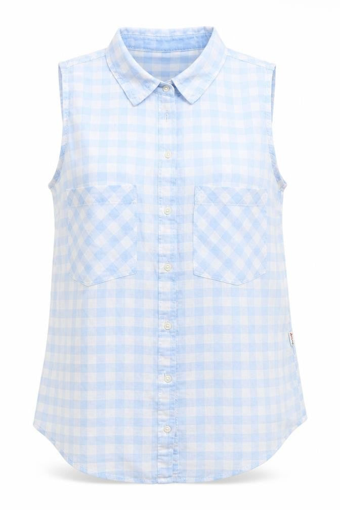 Bershka Womens Blue Check  Basic Button-Up Size S