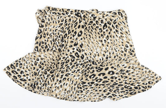 Stradivarius Womens Brown Animal Print  A-Line Skirt Size S