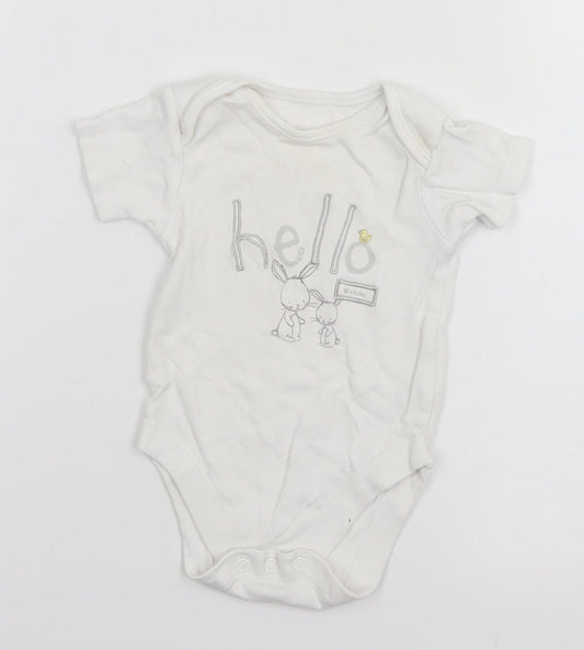 George Baby White   Leotard One-Piece Size 3-6 Months  - Hello, Bunny