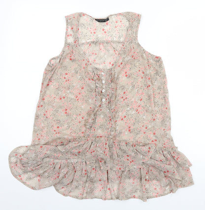 Preloved Atmosphere Womens Beige Floral  Basic Blouse Size 14 - Front