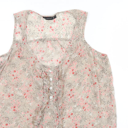 Preloved Atmosphere Womens Beige Floral  Basic Blouse Size 14 - Detail