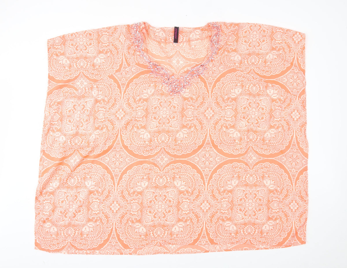 Peppermint Womens Orange Fair Isle   Poncho Size M