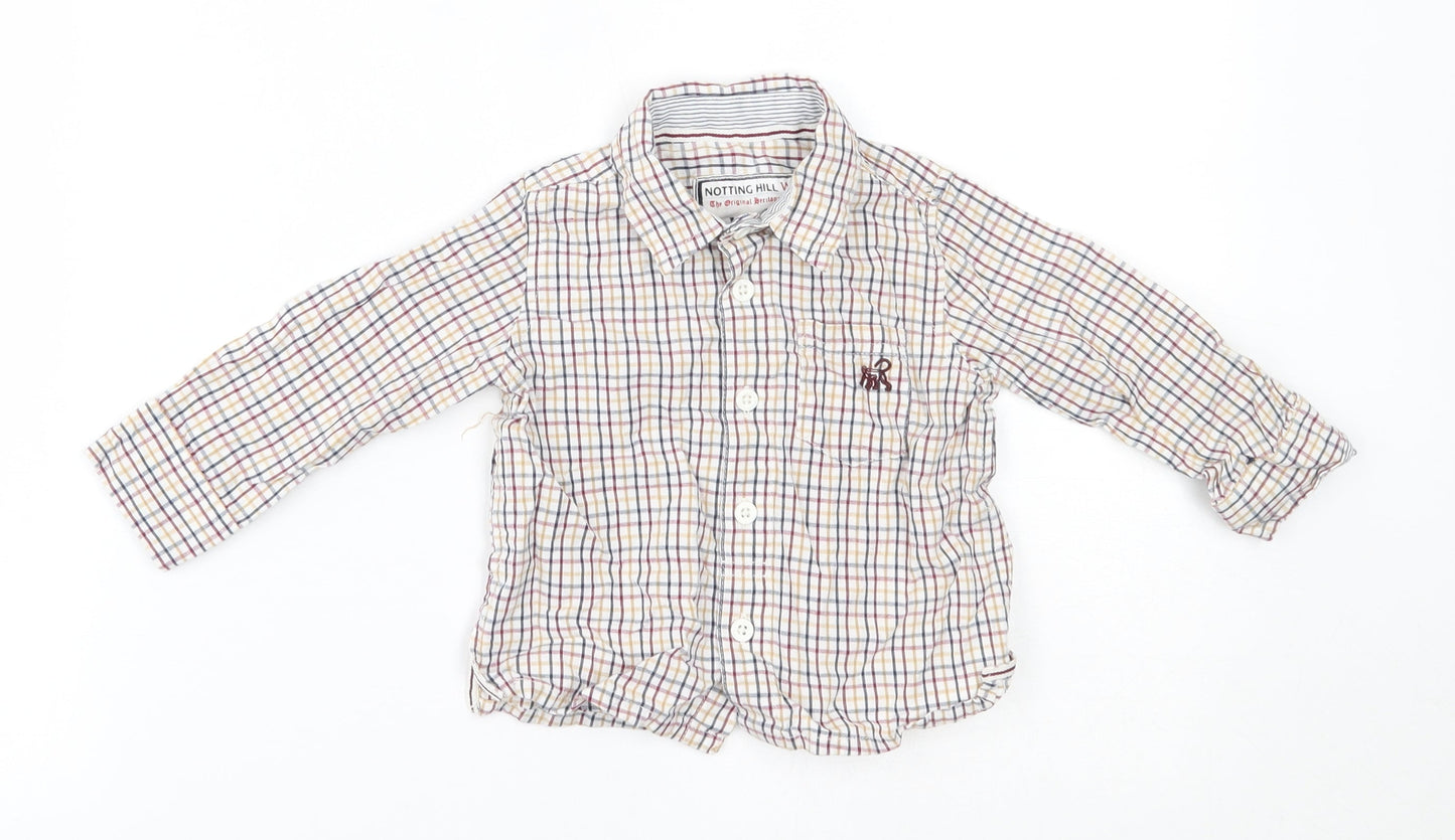 notting hill Boys Multicoloured Plaid  Basic Button-Up Size 6-9 Months