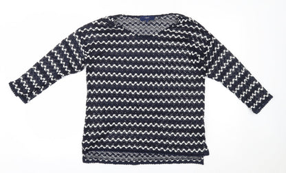 Next Womens Blue Striped  Pullover Jumper Size 10