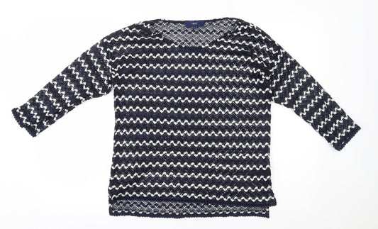 NEXT Womens Blue Striped  Pullover Jumper Size 10
