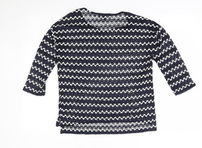 Next Womens Blue Striped  Pullover Jumper Size 10
