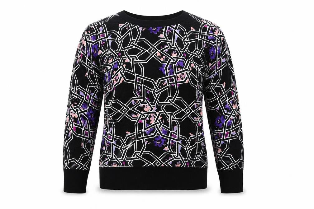 Principles Womens Black Geometric  Pullover Jumper Size 10