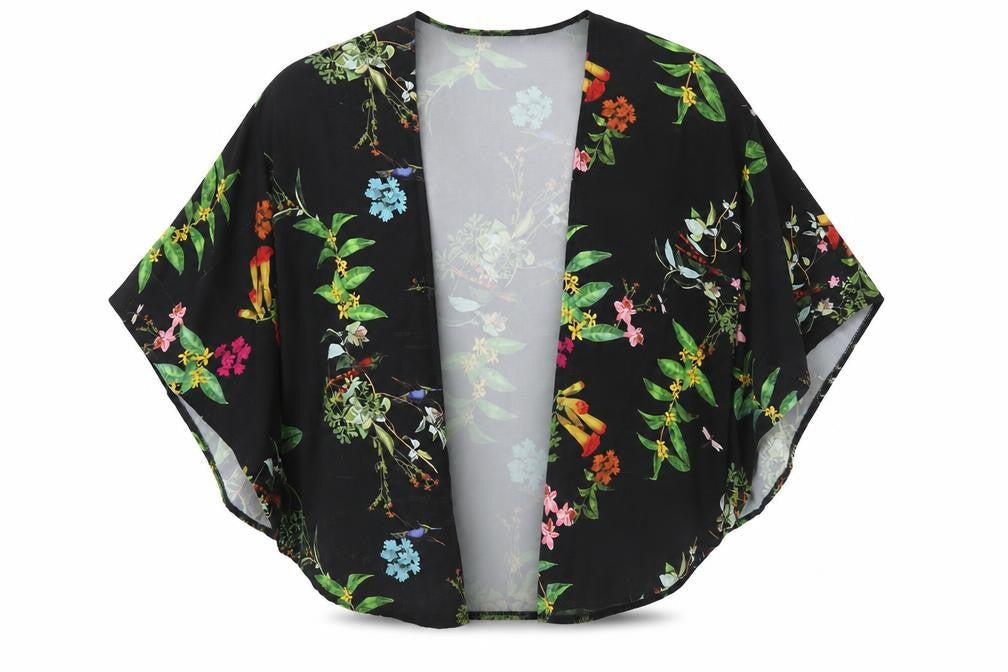 Boohoo Womens Black Floral  Wrap Blouse Size L