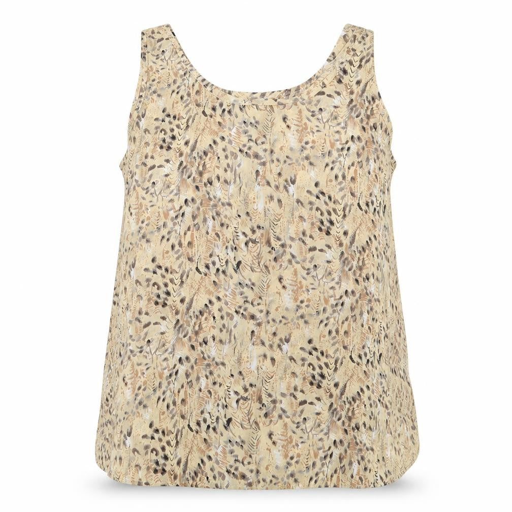 Al Paradise Tenerife Womens Beige Floral  Basic Tank Size 16