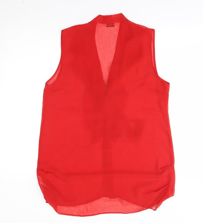 Preloved Miss Selfridge Womens Red   Basic Button-Up Size 12  - tie - Back