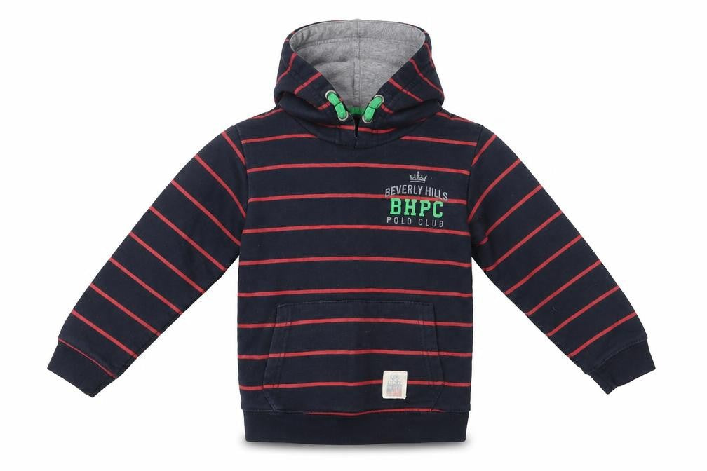 Beverly Hills Boys Black Striped  Pullover Hoodie Size 5-6 Years