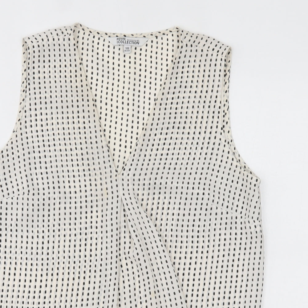 Debenhams Womens White Geometric  Basic Blouse Size 10