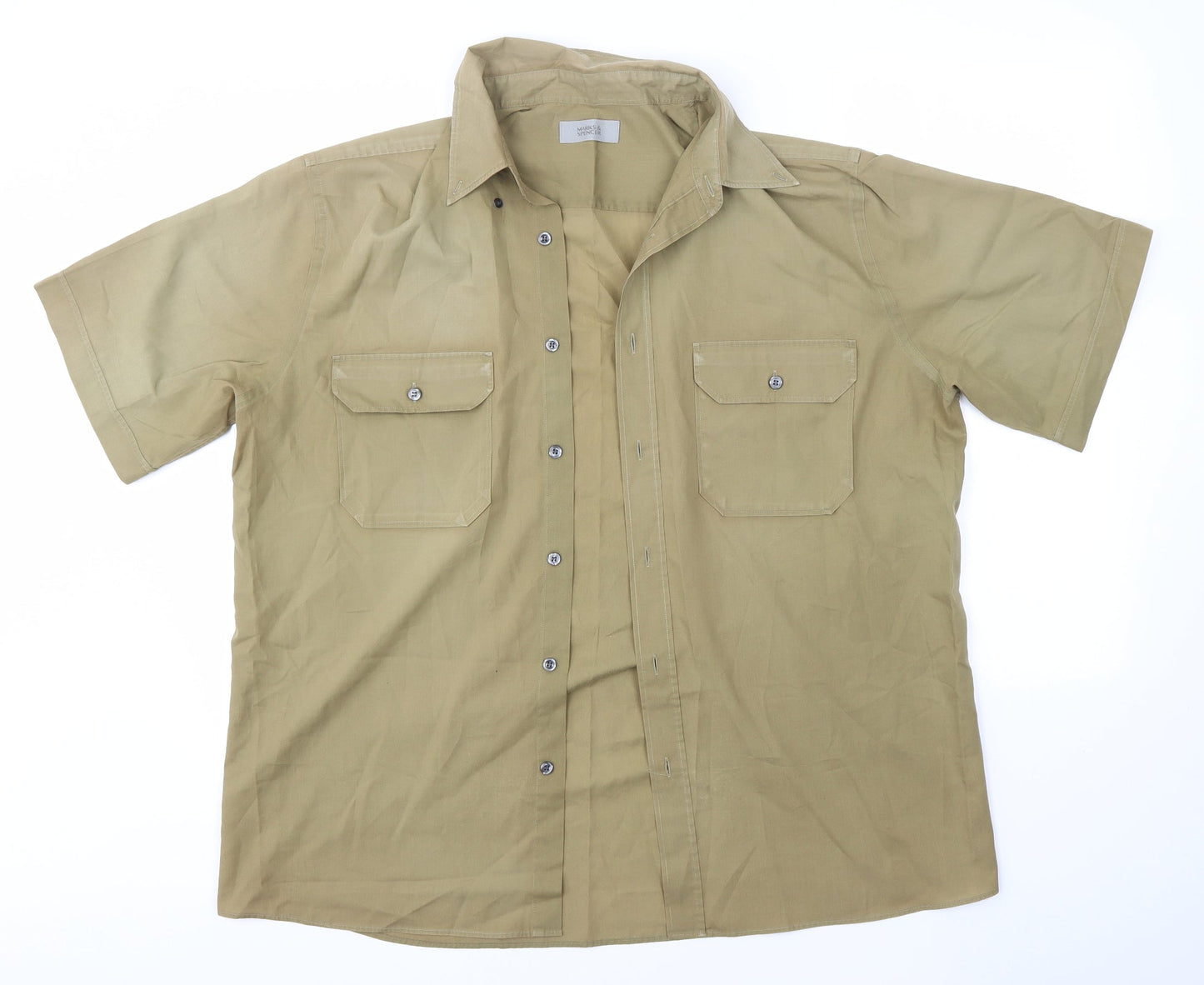 M&S Mens Green    Button-Up Size L  - Olive
