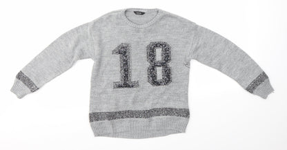 George Girls Grey   Pullover Jumper Size 7-8 Years