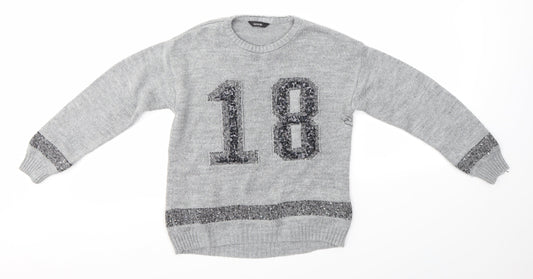 George Girls Grey   Pullover Jumper Size 7-8 Years