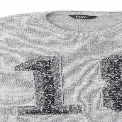 George Girls Grey   Pullover Jumper Size 7-8 Years