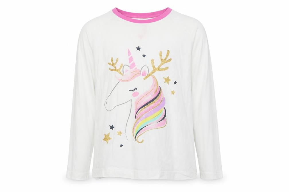 Matalan Girls White   Basic T-Shirt Size 12 Years  - Unicorn
