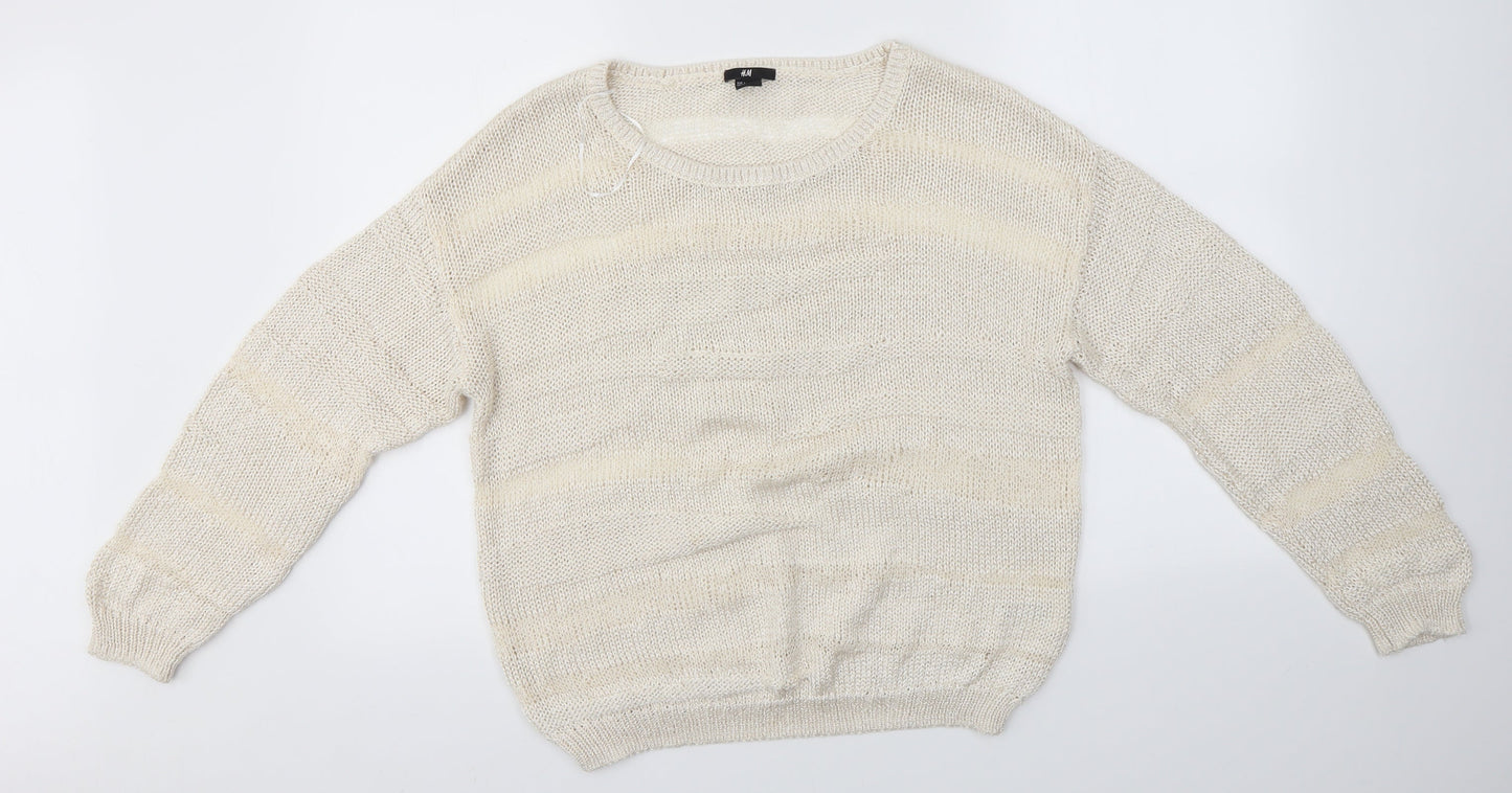 H&M Womens Ivory   Pullover Jumper Size L