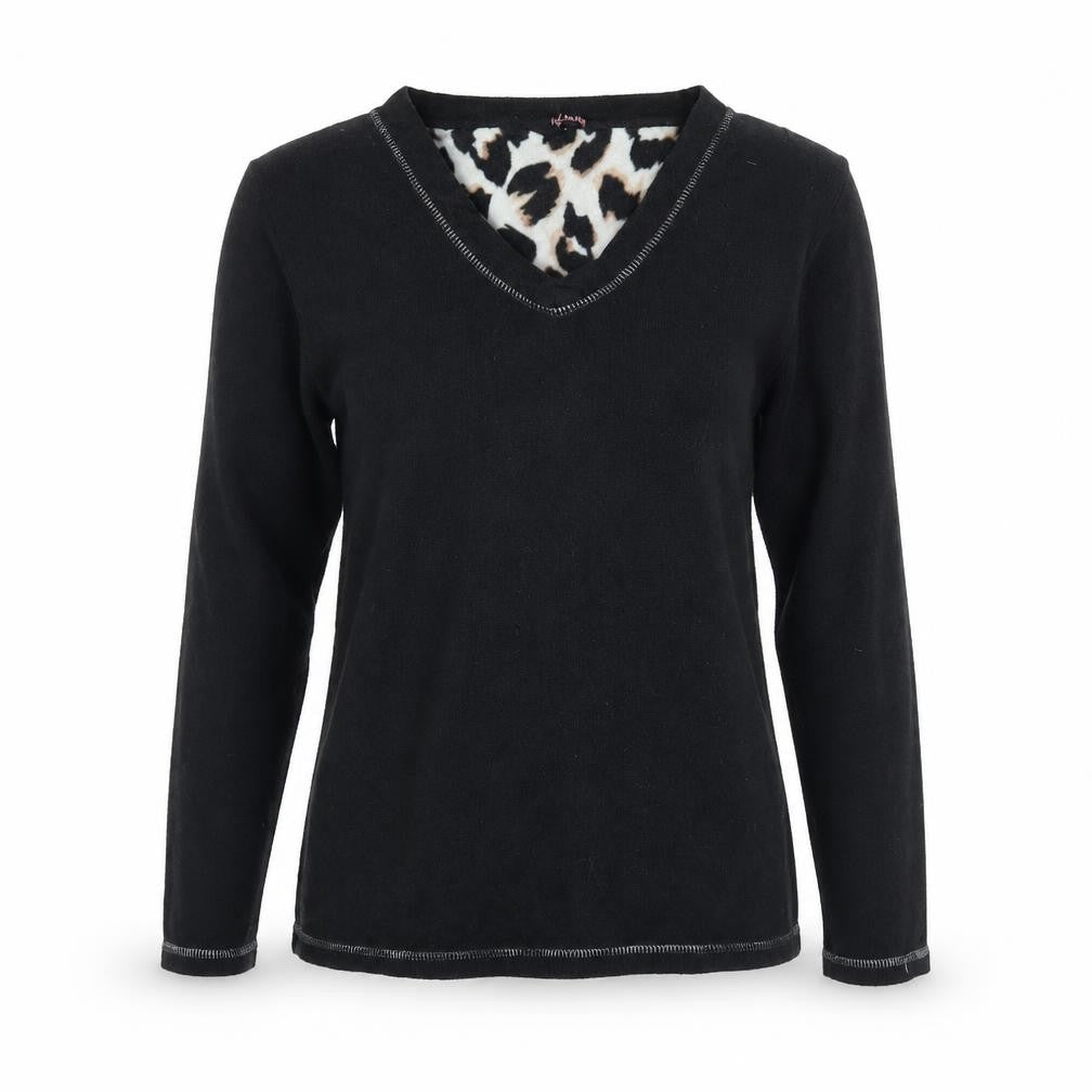 Feel Fabulous Womens Black  Fleece Pullover Sweatshirt Size 10