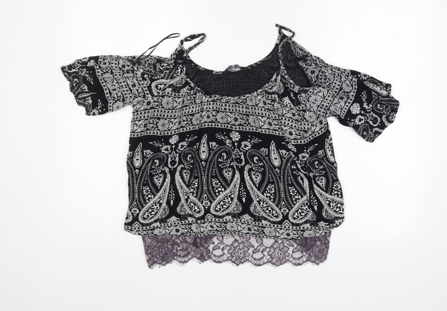 Select Womens Black Paisley  Basic Blouse Size 6