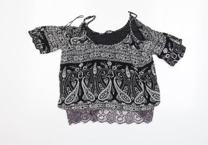 Select Womens Black Paisley  Basic Blouse Size 6
