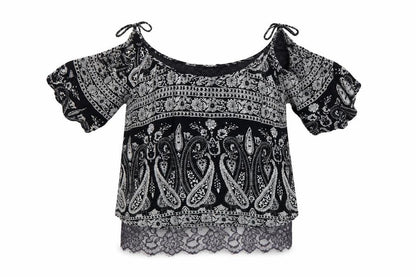 Select Womens Black Paisley  Basic Blouse Size 6