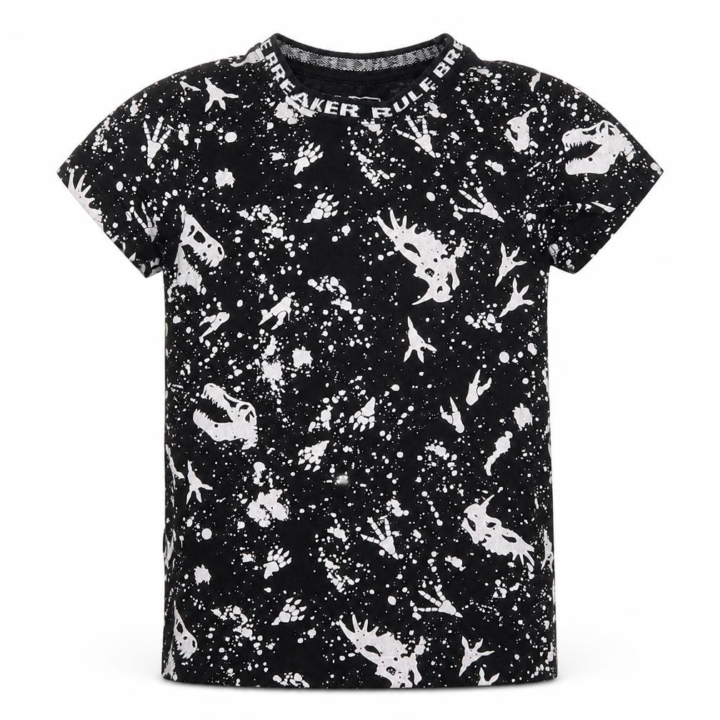 Matalan Boys Black   Basic T-Shirt Size 6 Years  - Abstract Dinosaurs