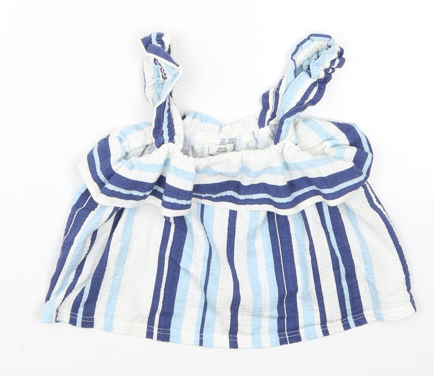 River Island Girls Blue Striped  Basic Tank Size 9-10 Years