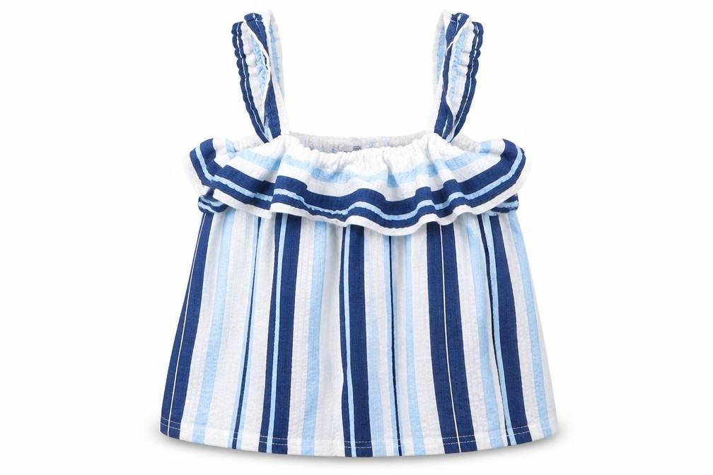 River Island Girls Blue Striped  Basic Tank Size 9-10 Years