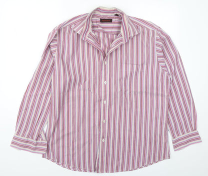 Preloved Peter England Mens Pink Striped   Button-Up Size 16 - Front