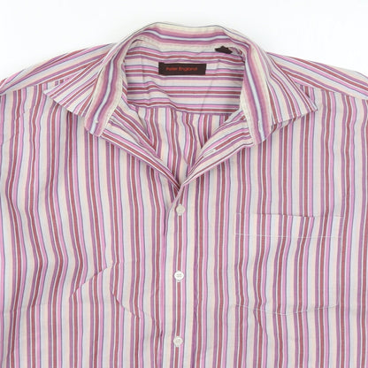 Preloved Peter England Mens Pink Striped   Button-Up Size 16 - Detail
